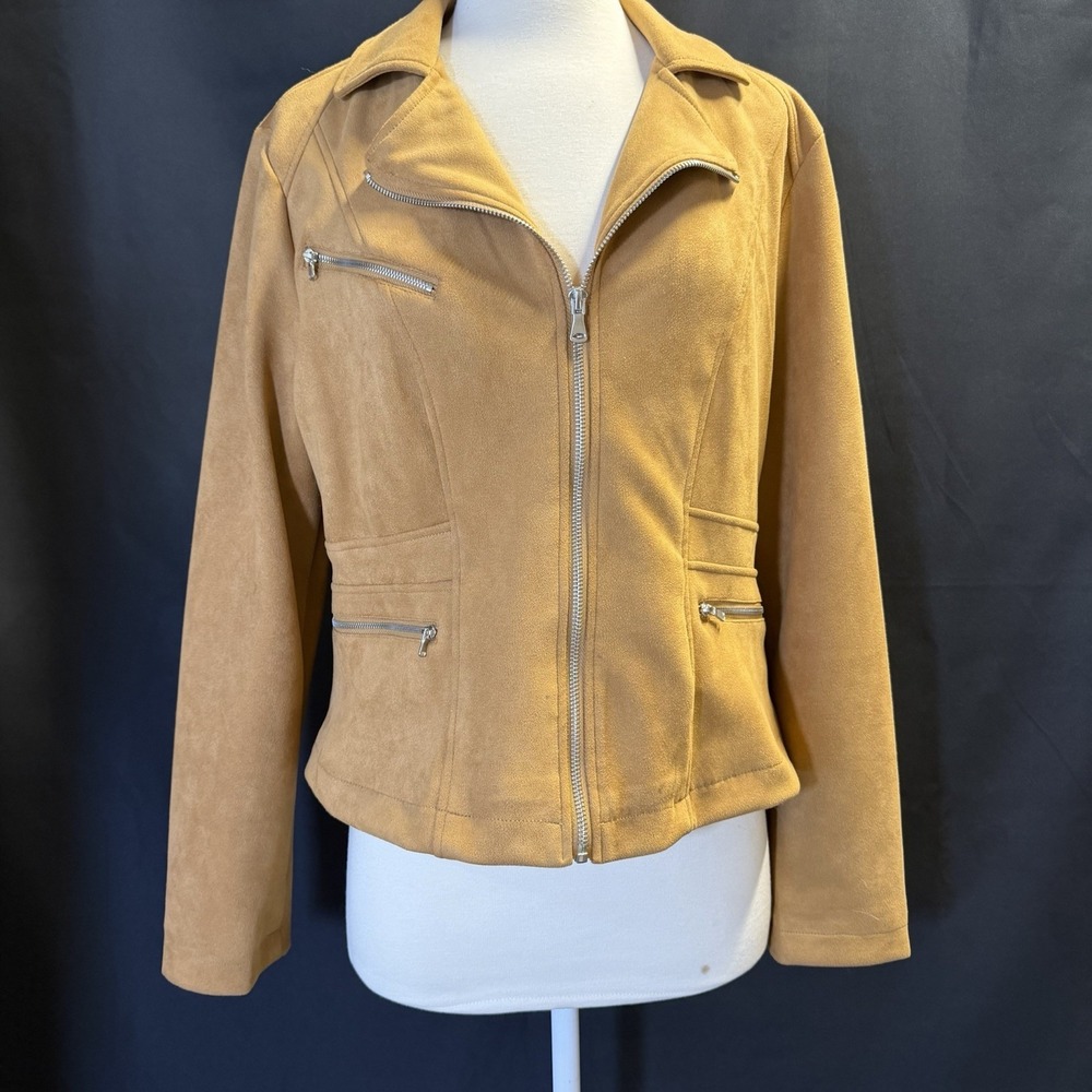 Ookie & Lala Faux Suede Moto Jacket Size L - Picture 8 of 10